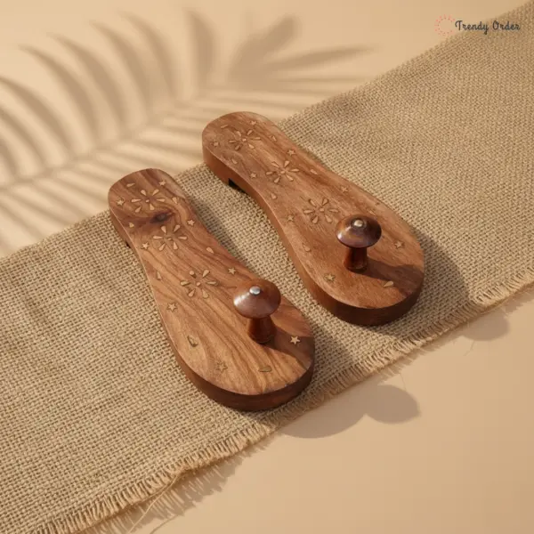 Heeled Wooden Khadau Charan Paduka