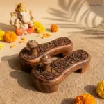 Carved Wooden Khadau for pooja