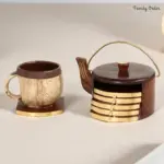 Wooden Coaster Set with Teapot Holder