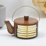 Wooden Coaster Set with Teapot Holder