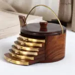 Wooden Coaster Set with Teapot Holder