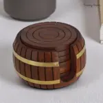 Barrel Shaped Wooden Coaster