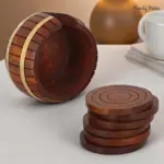 Barrel Shaped Wooden Coaster