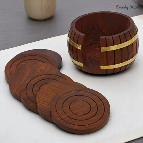 Barrel Shaped Wooden Coaster Barrel Shaped Wooden Coaster
