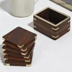 Coaster Set with Brass Inlay Holder
