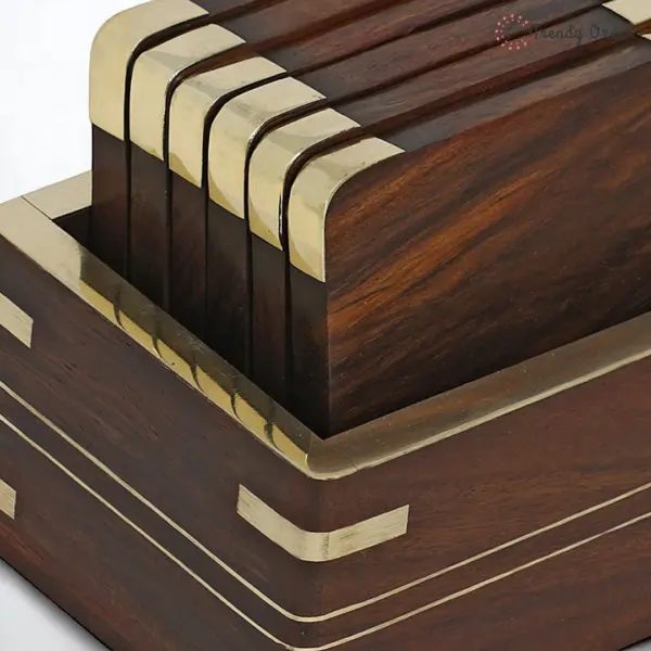 Coaster Set with Brass Inlay Holder