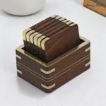 Coaster Set with Brass Inlay Holder