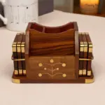 Wooden Table Caddy with Coasters