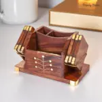 Wooden Table Caddy with Coasters