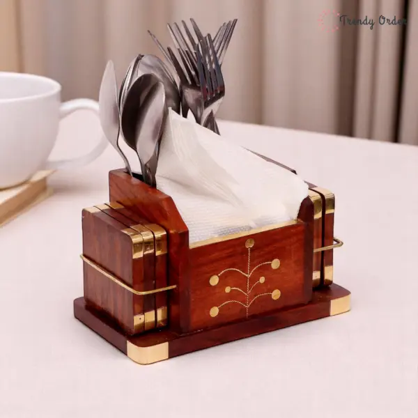 Wooden Table Caddy with Coasters