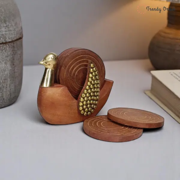 Duck Shaped Wooden Coaster