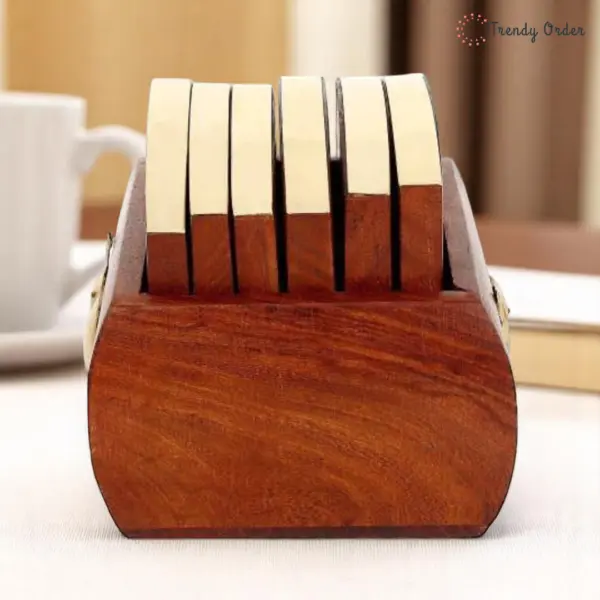 Brass Elephant Wooden Coaster