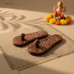 Small Pooja Khadau Paduka with White Inlay