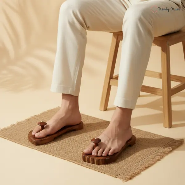 Heeled Foot Shape Wooden Khadau