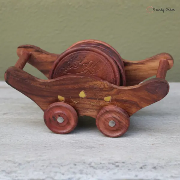 Miniature Trolley Wooden Coaster Set
