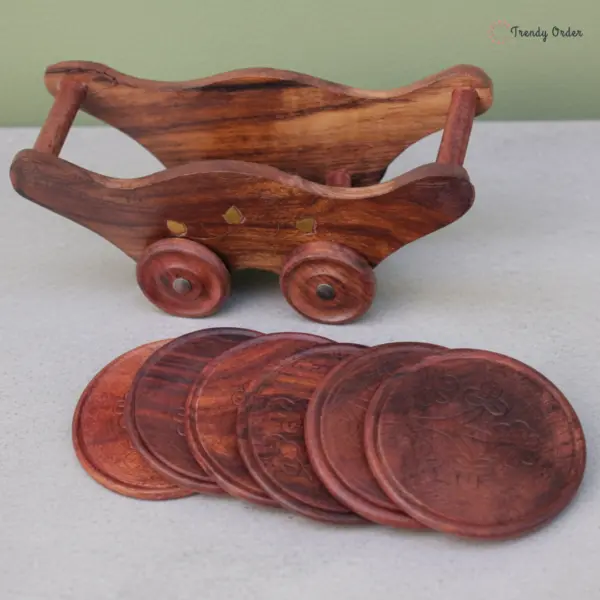Miniature Trolley Wooden Coaster Set