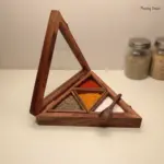 Triangle Shaped Wooden Masala Box with Glass Lid