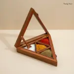 Triangle Shaped Wooden Masala Box with Glass Lid