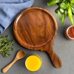Wooden Pizza Serving Platter with Handle
