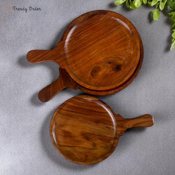 Wooden Pizza Serving Platter with Handle
