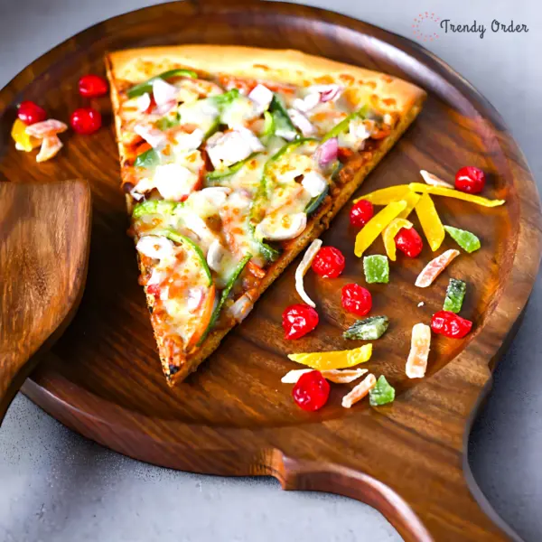 Wooden Pizza Serving Platter with Handle