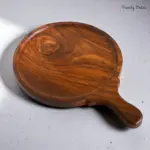 Wooden Pizza Serving Platter with Handle