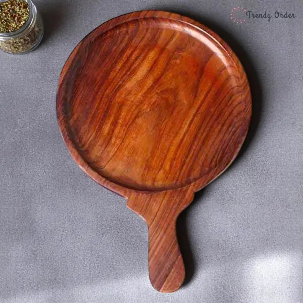 Wooden Pizza Serving Platter with Handle