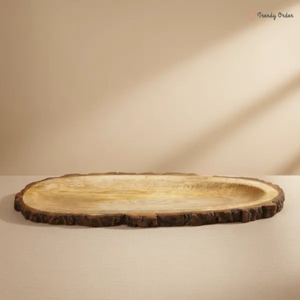 Oval Wooden Bark Serving Platter