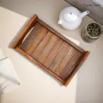 Slatted Wooden Serving Tray Set of 3