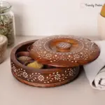 Round Wooden Masala Box with 7 Compartments
