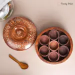 Round Wooden Masala Box with 7 Compartments