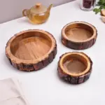 Nesting Wooden Bark Tray Set
