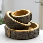 Nesting Wooden Bark Tray Set