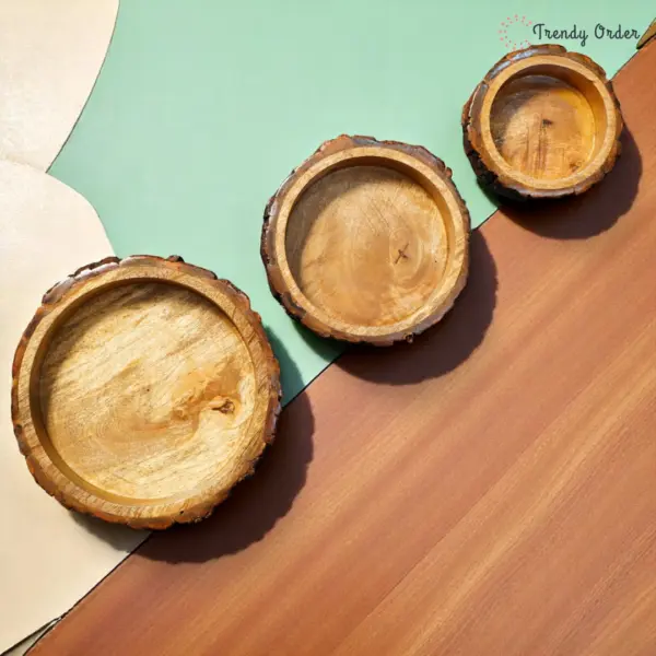 Nesting Wooden Bark Tray Set