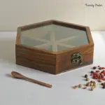 Hexagon Wooden Masala Box