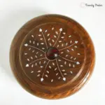 Wooden Masala Box with White Inlay 4 Compartments