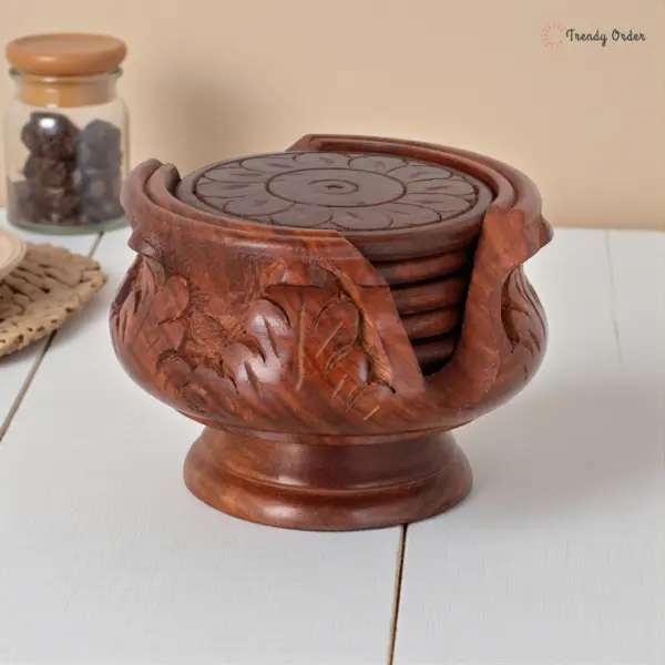 Wooden Coaster Set with Pot Holder Wooden Coaster Set with Pot Holder