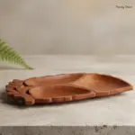 Leaf Wooden Dry Fruit Tray with 3 Sections