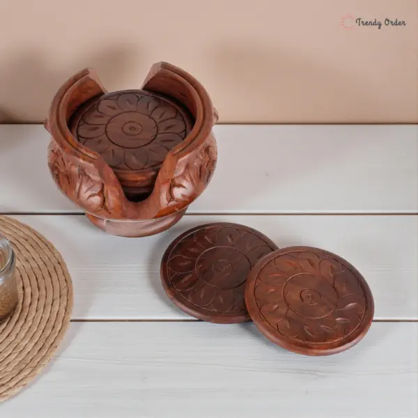 Wooden Coaster Set with Pot Holder