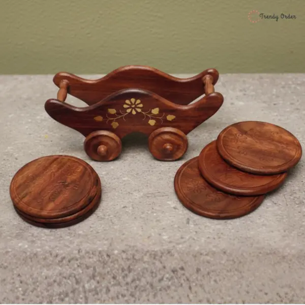 Miniature Trolley Wooden Coaster Set