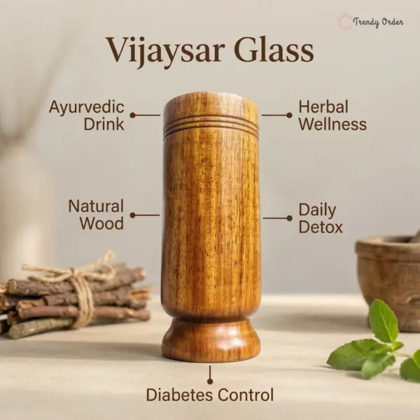 Vijaysar Glass Wooden Tumbler