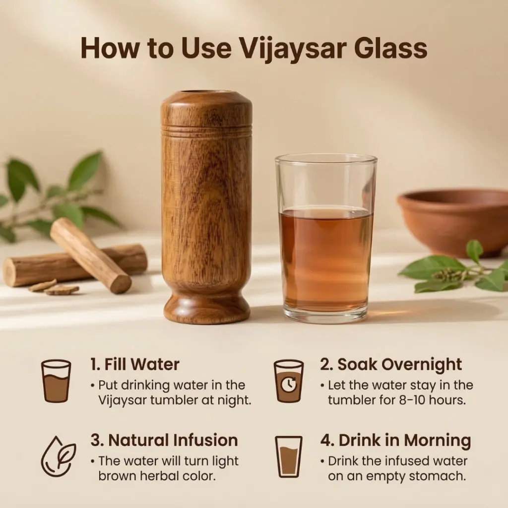 Vijaysar Glass Wooden Tumbler