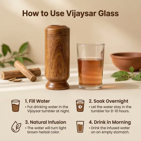 Vijaysar Glass Wooden Tumbler