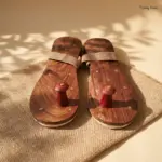 Brass Star Wooden Khadau Curved Comfort Paduka