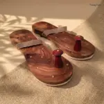 Brass Star Wooden Khadau Curved Comfort Paduka